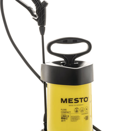 MESTO Drucksprühgerät Flori Compact 3 l, 3 bar, NBR-Dichtung, 1,4 kg – Inklusive Hohlkegeldüse und Flachstrahldüse
