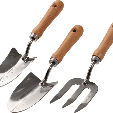 Gartenwerkzeug-Set 3-teilig NOW – Pflanzkelle, Kelle, Pflanzgabel – Hergestellt aus rostfreiem Stahl