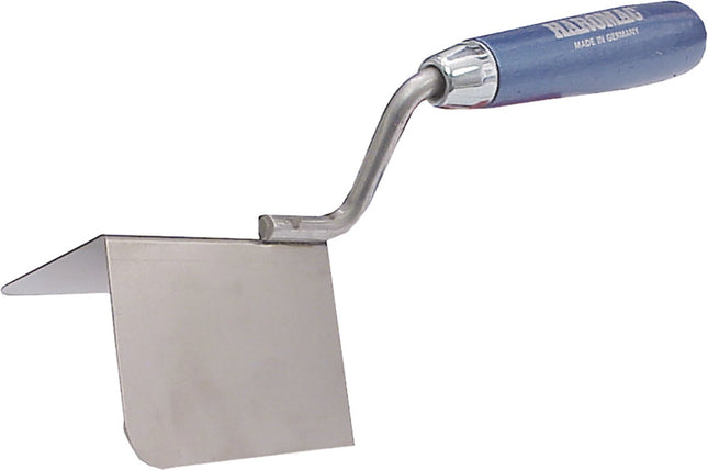 HAROMAC Außeneckenkelle 80 mm, rostfreier Edelstahl, 90 Winkel, Buchenholzgriff – rostfrei