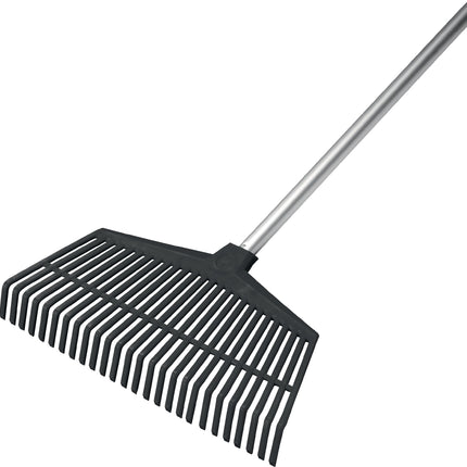 FLORA Gartenbesen 440 mm, 26 Zinken, Polyethylen, mit Aluminiumstiel – Leichtes Universalwerkzeug