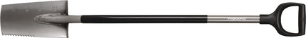 Fiskars Schmaler Spaten Ergonomic 250x153 mm, 123 cm, D-Griff – Sägezahnkante zum Durchstechen von Wurzeln