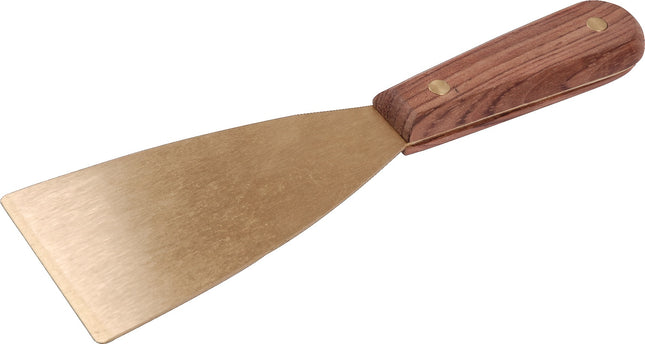 ENDRES TOOLS Spachtel 50 mm, Hartholzgriff, Messing, funkenfrei – Starres Blatt für präzises Arbeiten, Breite 50 mm