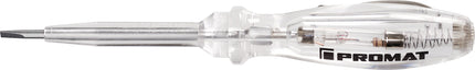 PROMAT Spannungsprüfer 150–250 V AC, einpolig, Schneidenbreite 3 mm, mit Edelstahlclip