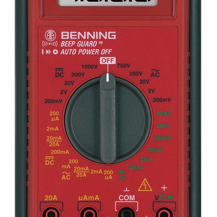 Benning Multimeter MM 2, 0,1 mV – 600 V AC/DC RMS, CAT III 600 V, Digitalmultimeter