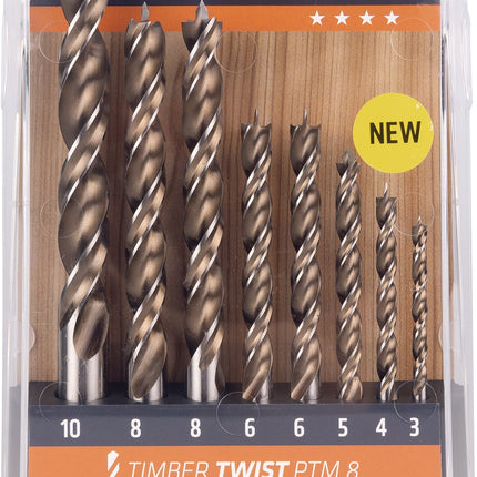 Holzspiralbohrer-Satz TIMBER TWIST 8-tlg. – präzises Bohren in Holz und Spanplatten – ALPEN-MAYKESTAG