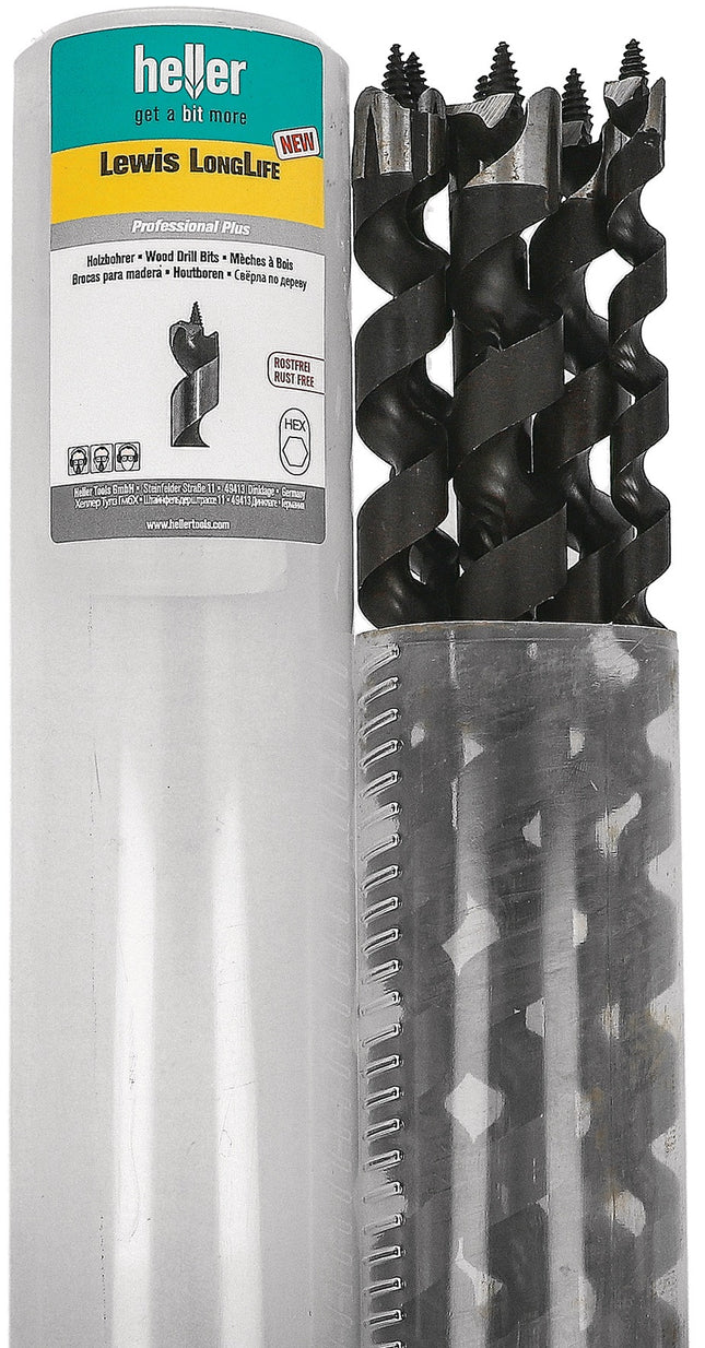 Schlangenbohrer-Satz 0386, 6-teilig, 450 mm, Ø 12–22 mm, in Drehbox – HELLER