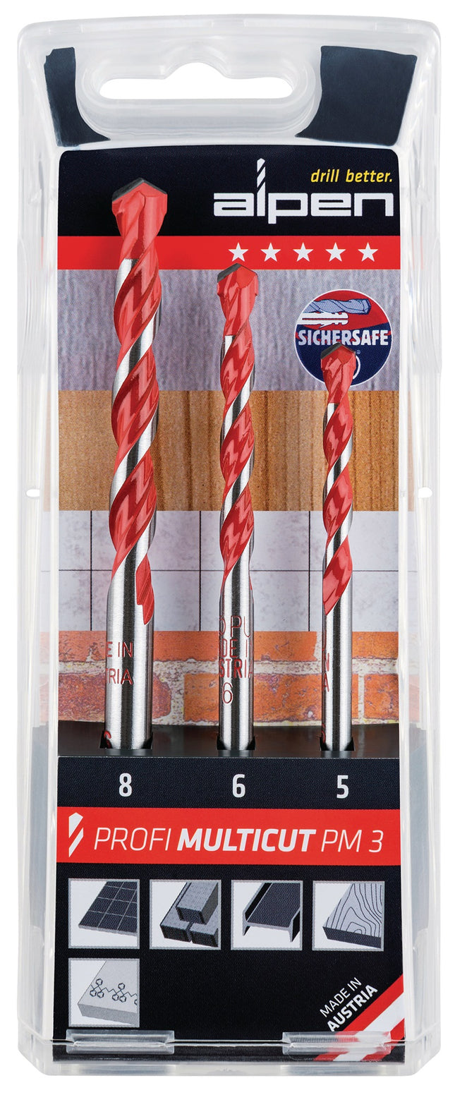 ALPEN-MAYKESTAG Profi Multicut Bohrer-Satz 3-tlg. 5, 6, 8 mm rund