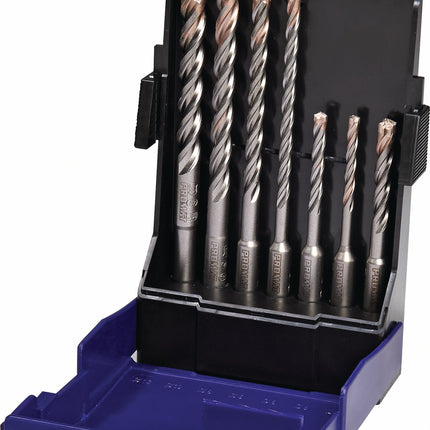 PROMAT Hammerbohrer-Satz Multicutter 4, 7-teilig, SDS-plus, Ø 5–12 mm, Kunststoffkassette