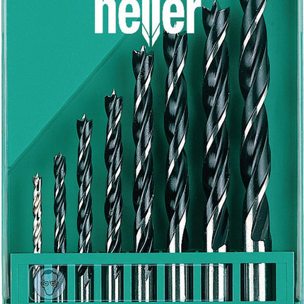 HELLER CV Holzspiralbohrersatz 8-teilig, Ø 3-10 mm, CV-Stahl – hochwertigem gefertigt