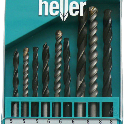 Universalbohrersatz 9-teilig: Metall-, Holz- und Steinbohrer im Set – HELLER