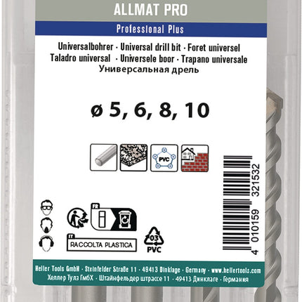 Universalbohrer-Satz ALLMAT PRO 4-teilig, 5/6/8/10 mm, Dreikantschaft – HELLER