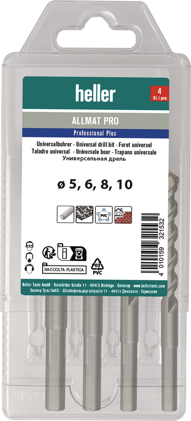 Universalbohrer-Satz ALLMAT PRO 4-teilig, 5/6/8/10 mm, Dreikantschaft – HELLER