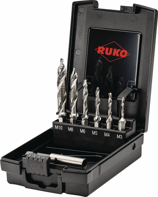 Kombigewindebohrer-Bit-Satz ULTIMATECUT FS M3-M10, 7-teilig, HSS, Kunststoffkassette – RUKO