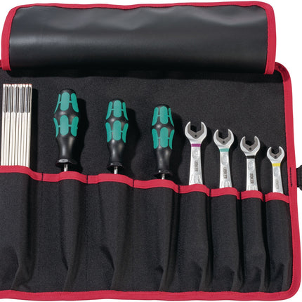 PARAT Werkzeugrolltasche Nylon schwarz/rot, 8 Fächer, 410x330 mm – für geordnete Aufbewahrung, Strapazierfähiges