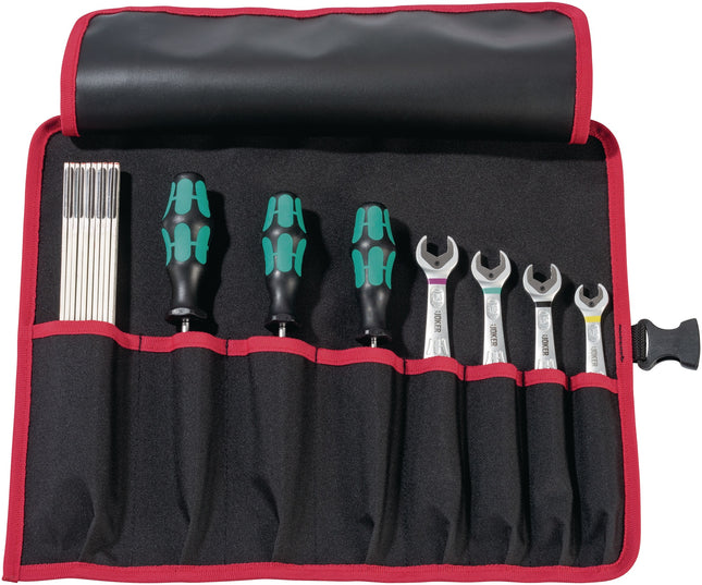 PARAT Werkzeugrolltasche Nylon schwarz/rot, 8 Fächer, 410x330 mm – für geordnete Aufbewahrung, Strapazierfähiges
