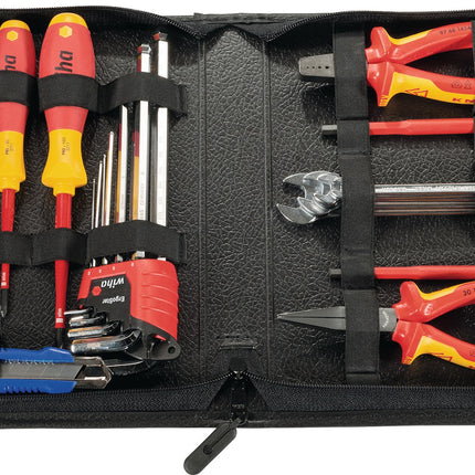 PARAT Werkzeugmappe aus Industrieleder, B232xT50xH270 mm, schwarz – Umlaufender Reißverschluss für sicheren Verschluss