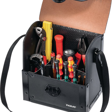PARAT Werkzeugtasche aus Rindsleder, 8 l, B220xT140xH250 mm, schwarz – strapazierfähigem