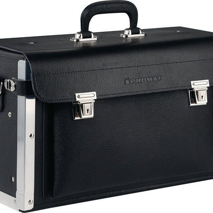 PROMAT Werkzeugtasche aus Echtleder, B430xT170xH280 mm, 16 l, schwarz