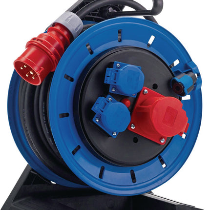 Drehstromkabeltrommel Generation 7 Champion 25m H07RN-F 5x2,5mm², 2 Schutzkontaktsteckdosen, IP54 – HEDI