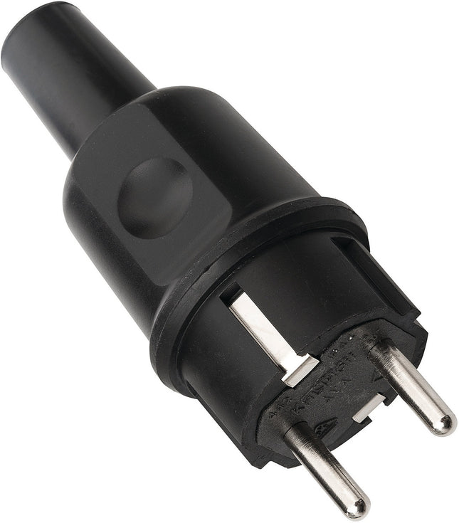 KALTHOFF Schutzkontaktstecker 10-/16 A 250 V IP44 Vollgummi schwarz – 2-polig mit Schutzkontakt