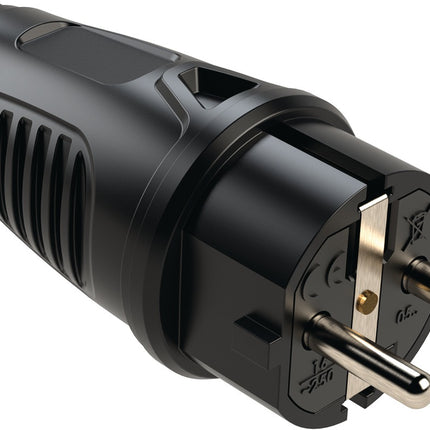 JÄGER DIREKT Schutzkontaktstecker 10-/16 A 250 V schwarz IP54 Vollgummi