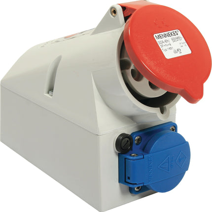 AS-SCHWABE CEE-Wanddose 32 A 400 V Steckerstellung 6 h IP44 mit Schutzkontaktsteckdose
