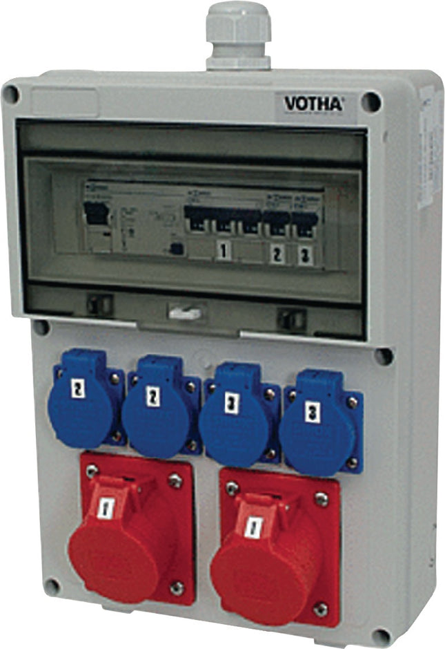 DIREKT Kunststoffwandverteiler M32 mit 2x CEE 16A, 4x230V, IP54, abschließbar – JÄGER
