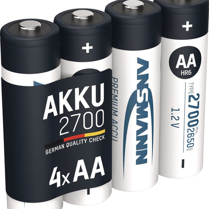 ANSMANN Akkuzelle 1,2 V 2700 mAh R6-AA-Mignon HR6, 4 Stück Blister