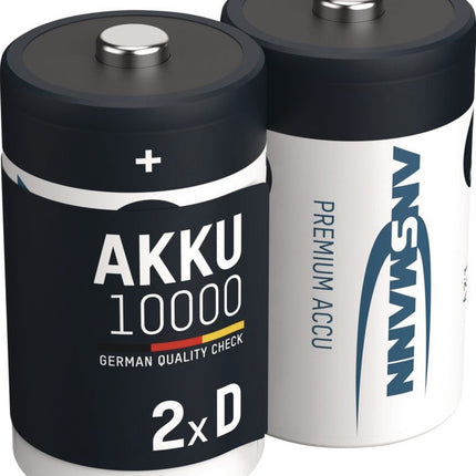 ANSMANN Akkuzelle 1,2 V 10000 mAh R20-D-Mono HR20, 2 Stück im Blister