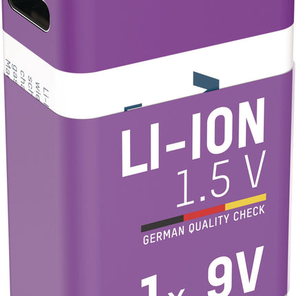 ANSMANN 9V E-Block Akku Li-Ion 340 mAh mit USB-C Ladeport, Ersatz für Einwegbatterien