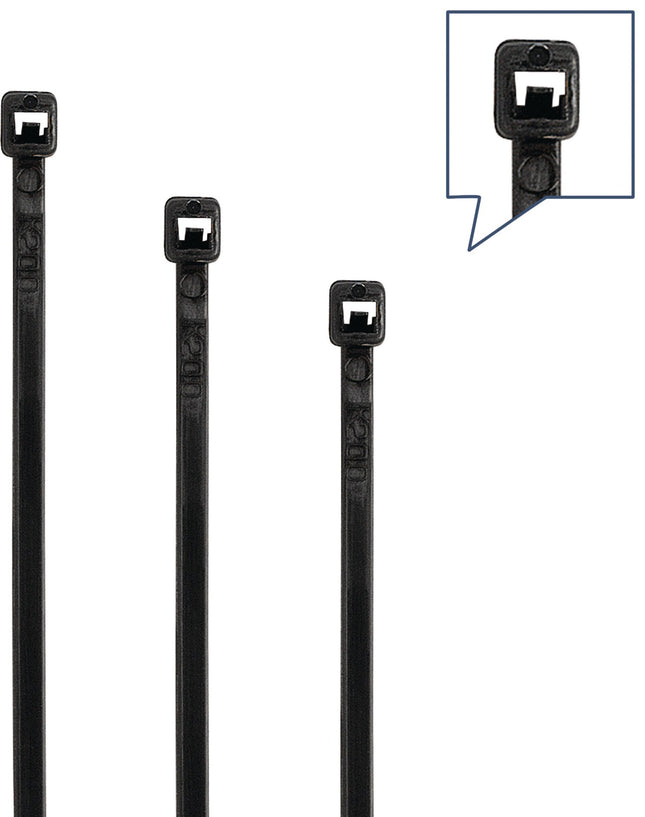 Kabelbinder-Set 350-teilig Polyamid 6.6 schwarz / UV-stabil – Halogen- und silikonfrei, Entflammbarkeitsklasse UL 94 V-2