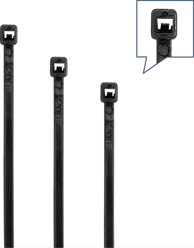 Kabelbinderset 500-teilig Polyamid 6.6 schwarz – UV-beständig – UV-witterungsbeständig (PA 6.6W-vydyne 25 WSP)