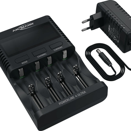 Universalladegerät UBC Powerline 4 Ultra mit Netzteil für NiMH und Li-Ion Akkus – ANSMANN
