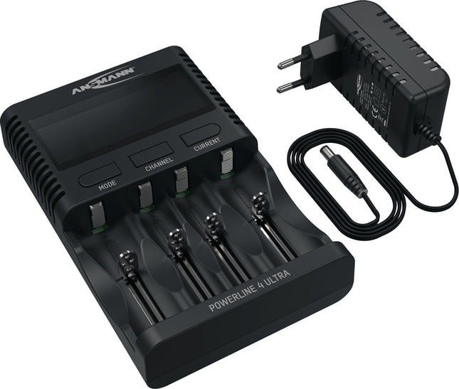 Universalladegerät UBC Powerline 4 Ultra mit Netzteil für NiMH und Li-Ion Akkus – ANSMANN