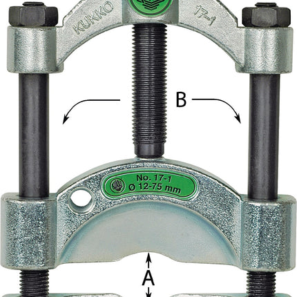 KUKKO Trennvorrichtungssatz 17, Öffnung A 12-75 mm, Spanntiefe 300 mm, Modell 17-A – 4,77 kg
