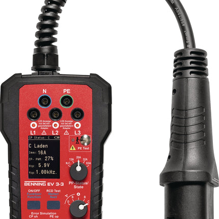 BENNING Wallboxtester EV3-3 – Prüfadapter für EV-Ladesäulen (Typ 2)