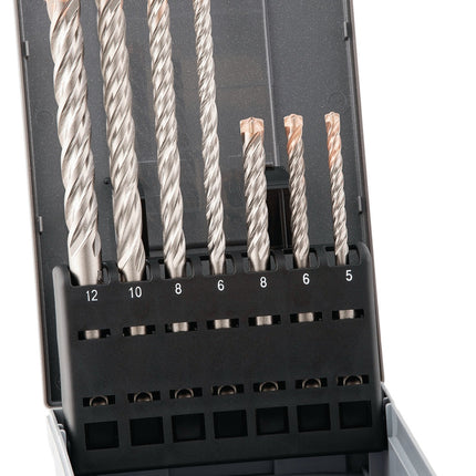 ALPEN Hammerbohrer-Satz FORCE X 7-teilig SDS-plus in Kunststoffbox – 7-teiliger für Aufnahme