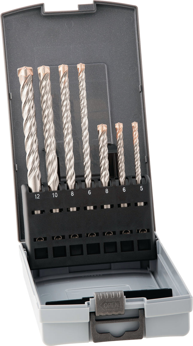 ALPEN Hammerbohrer-Satz FORCE X 7-teilig SDS-plus in Kunststoffbox – 7-teiliger für Aufnahme