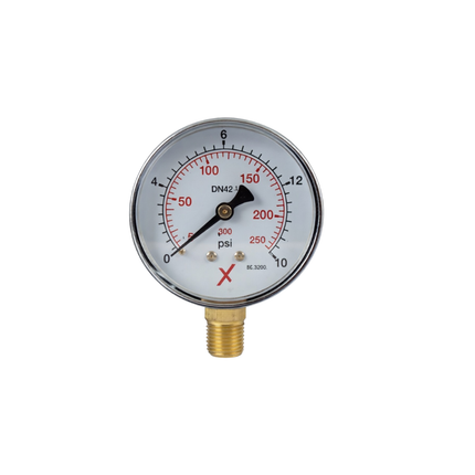 Manometer 0–16 bar mit 1/4"-Anschluss unten, Ø 63 mm, für Putzmaschinen
