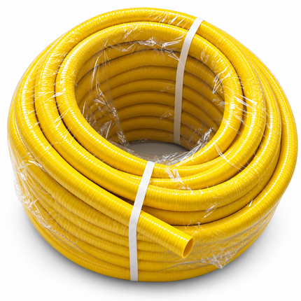 Wasserschlauch aus PVC
flexibler mehrschichtiger gelber PVC-Schlauch · Festigkeitsträger: Trikot Gewebe
Decke: Weich-PVC, sehr gute UV-Beständigkeit
Seele: Weich-PVC
Temperaturbereich: -15 °C bis +60 °