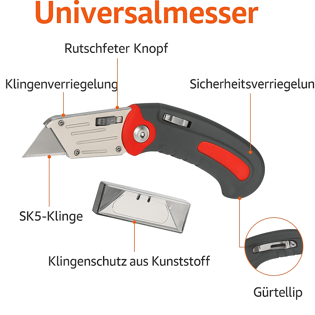Universal Cuttermesser mit 5 Klingen