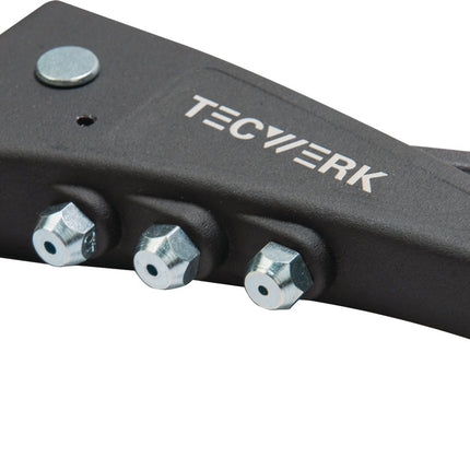 TECWERK Handblindnietsetzgerät Länge 255 mm Arbeitsbereich 2,4 - 5 mm mit Öffnungsfeder