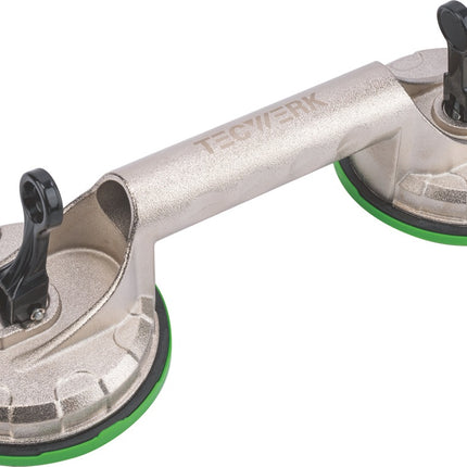 TECWERK Saugheber 80 kg Tragkraft, 2 Saugköpfe Ø 118 mm, Aluminium