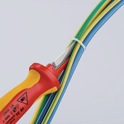 KNIPEX Kabelmesser 98 54 190 mm Gesamtlänge VDE-isoliert bis 1000 V Mehrkomponentengriff – 68 g, Marke