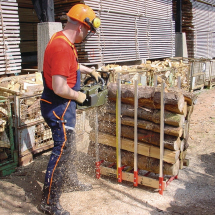 Sägebock Holzmichel B.820xH.1130xT.465mm Alu/Holz NESTLE – 12,5 kg, Steckbare Rungenstangen aus Aluminium