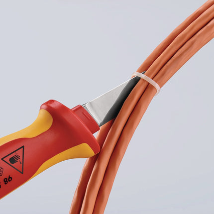 Kabelmesser 98 52, Länge 190 mm, Klingenlänge 50 mm, VDE-isoliert – KNIPEX