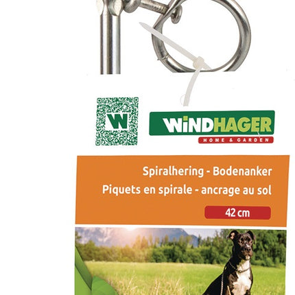 WINDHAGER Spiralhering verzinktes Metall Länge 41 cm – drehbarem Befestigungsring für flexible Nutzung, Durchmesser 8 mm