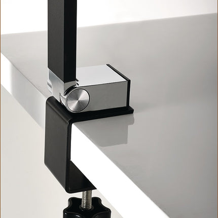 Schreibtischleuchte Alu/Kunststoff schwarz, Höhe 720 mm, mit Tischklemme und LED
