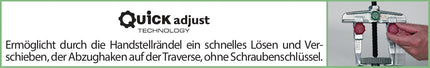 Abzieher 20-2+ zweiarmig, Schnellverstellung, Spannweite 160 mm, Zugkraft 6 t – KUKKO