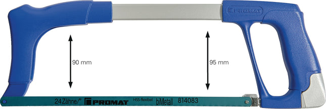 PROMAT Metallsägebogen 300 mm Blattlänge mit D- und Frontgriff, 24 Zähne/Zoll